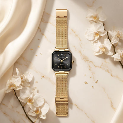 Jessica Simpson Women's Square Case Quartz Bracelet Watch Metal Mesh