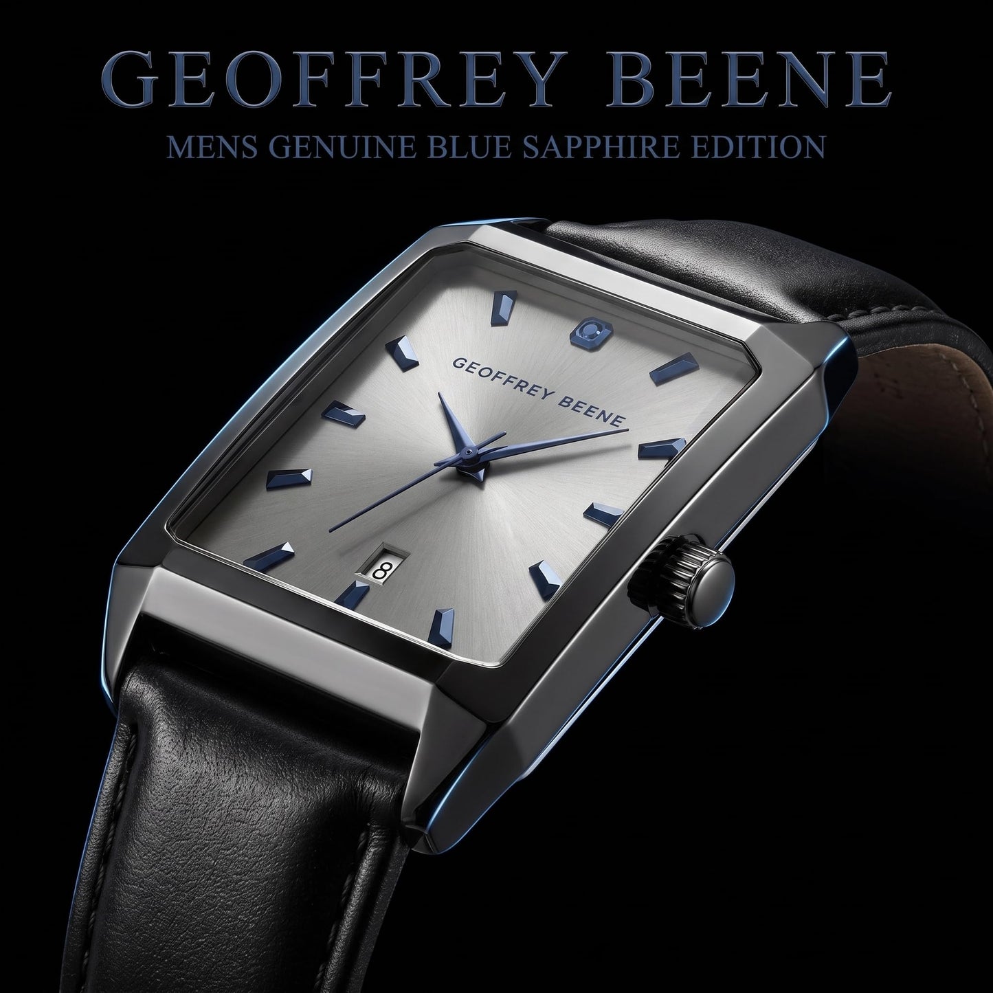 Geoffrey Beene Men's 34mm Rectangular Analog Watch PU Strap Quartz