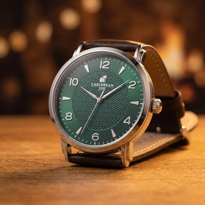 CARIBBEAN JOE Men's 41mm Dress Quartz Analog Watch PU Strap