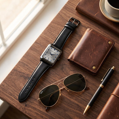 Geoffrey Beene Men's 34mm Rectangular Analog Watch PU Strap Quartz