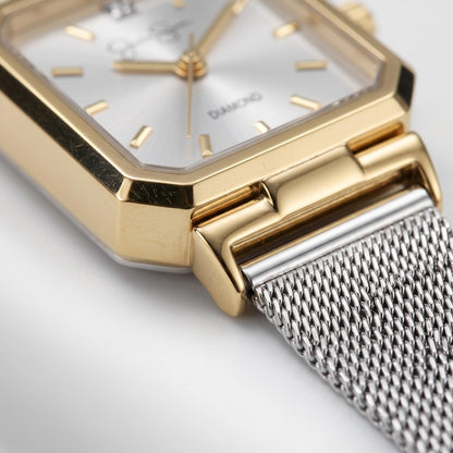 Jessica Simpson Women's Square Case Quartz Bracelet Watch Metal Mesh