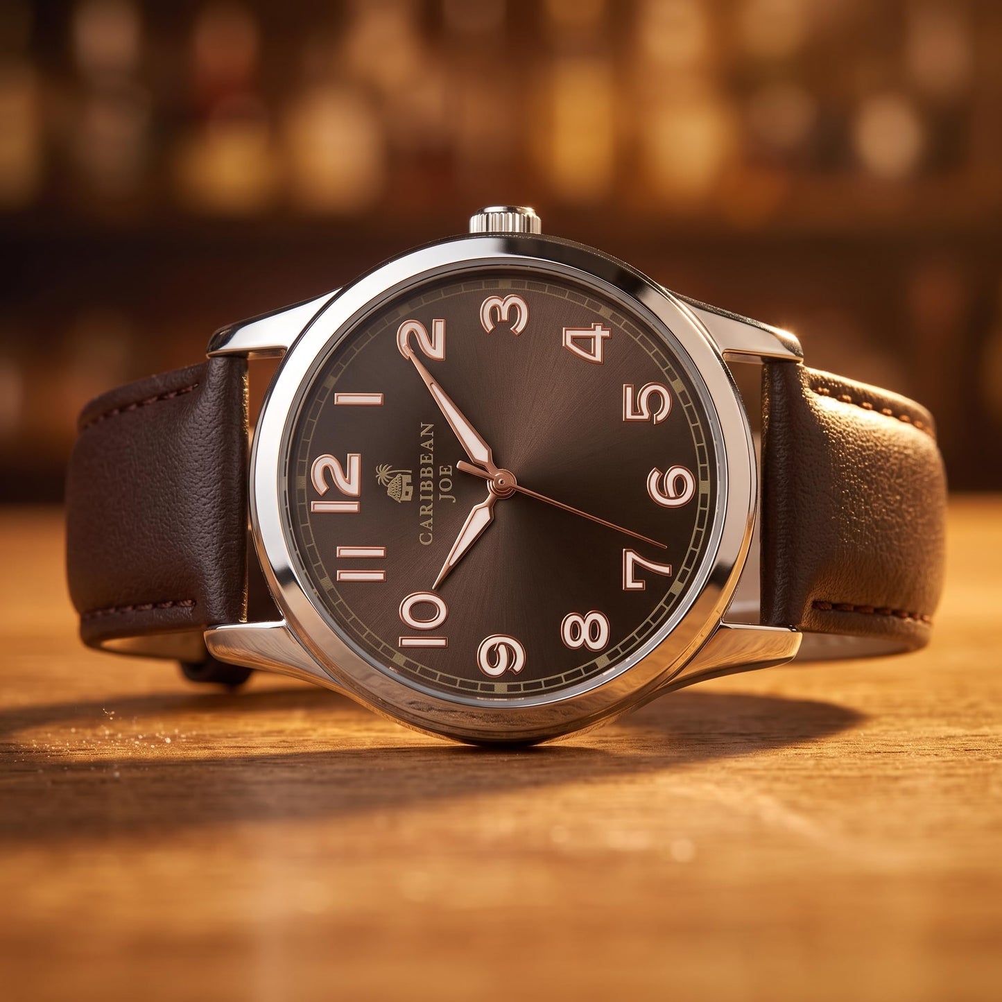 CARIBBEAN JOE Men's 41mm Quartz Analog Watch PU Strap Office