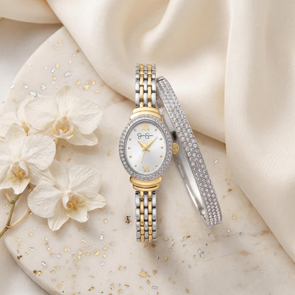 Jessica Simpson Women's 20mm Oval Quartz Bracelet Watch Metal