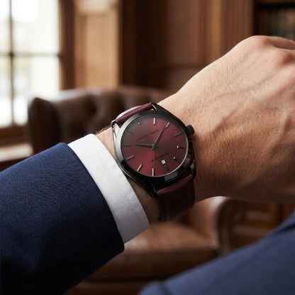 Geoffrey Beene Men's 42mm Date Quartz Watch Analog PU Strap