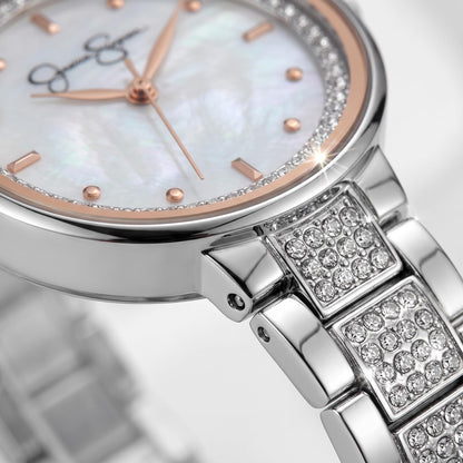 Jessica Simpson Women's 35mm Quartz Bracelet Watch Metal Link Band