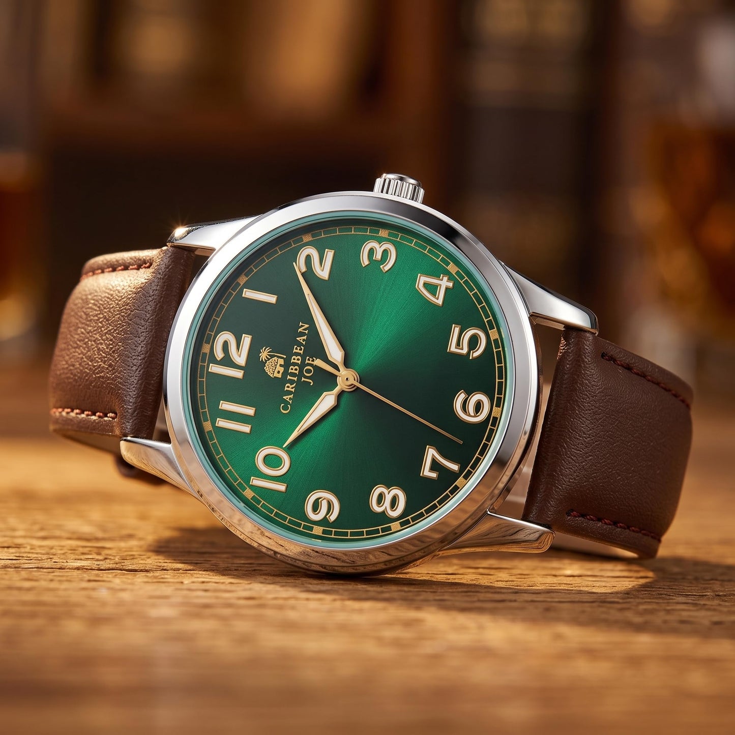 CARIBBEAN JOE Men's 41mm Quartz Analog Watch PU Strap Office
