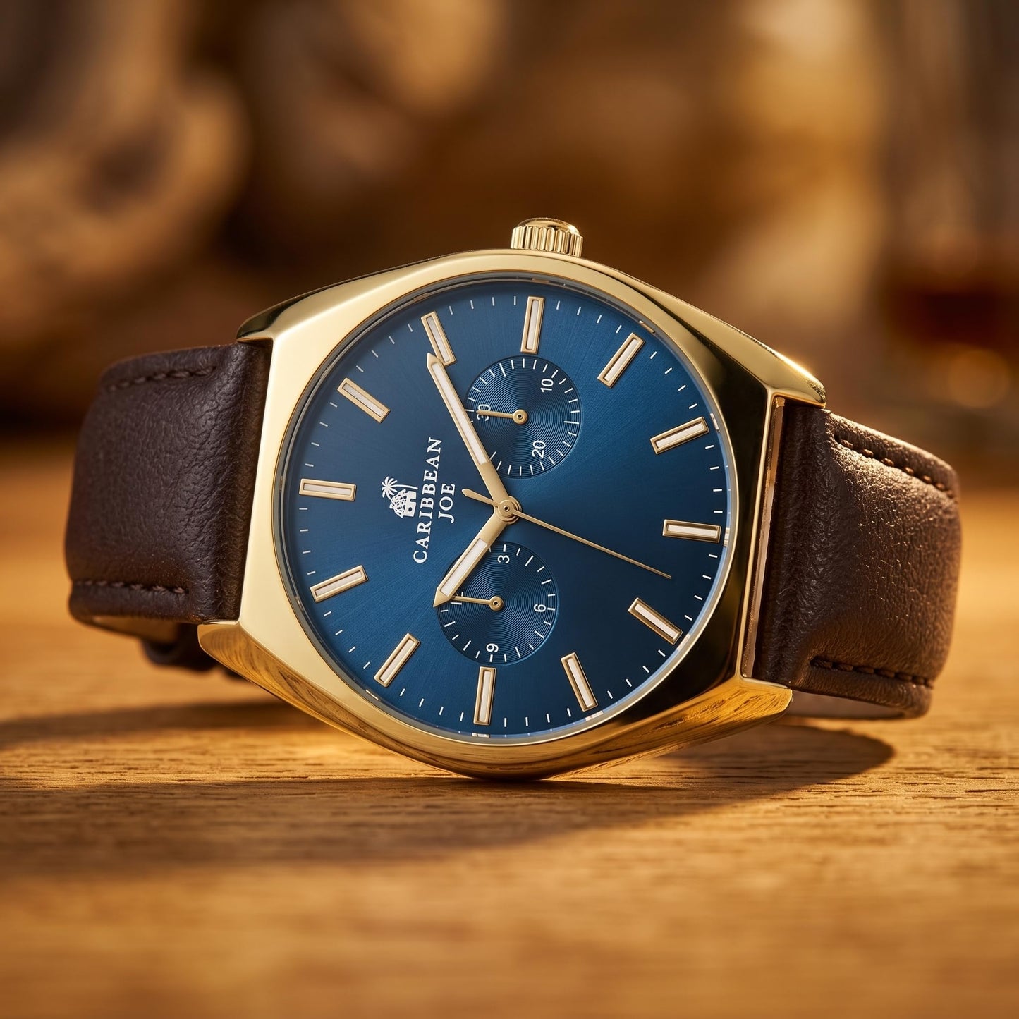 CARIBBEAN JOE Men's 41mm Quartz Analog Wristwatch PU Strap