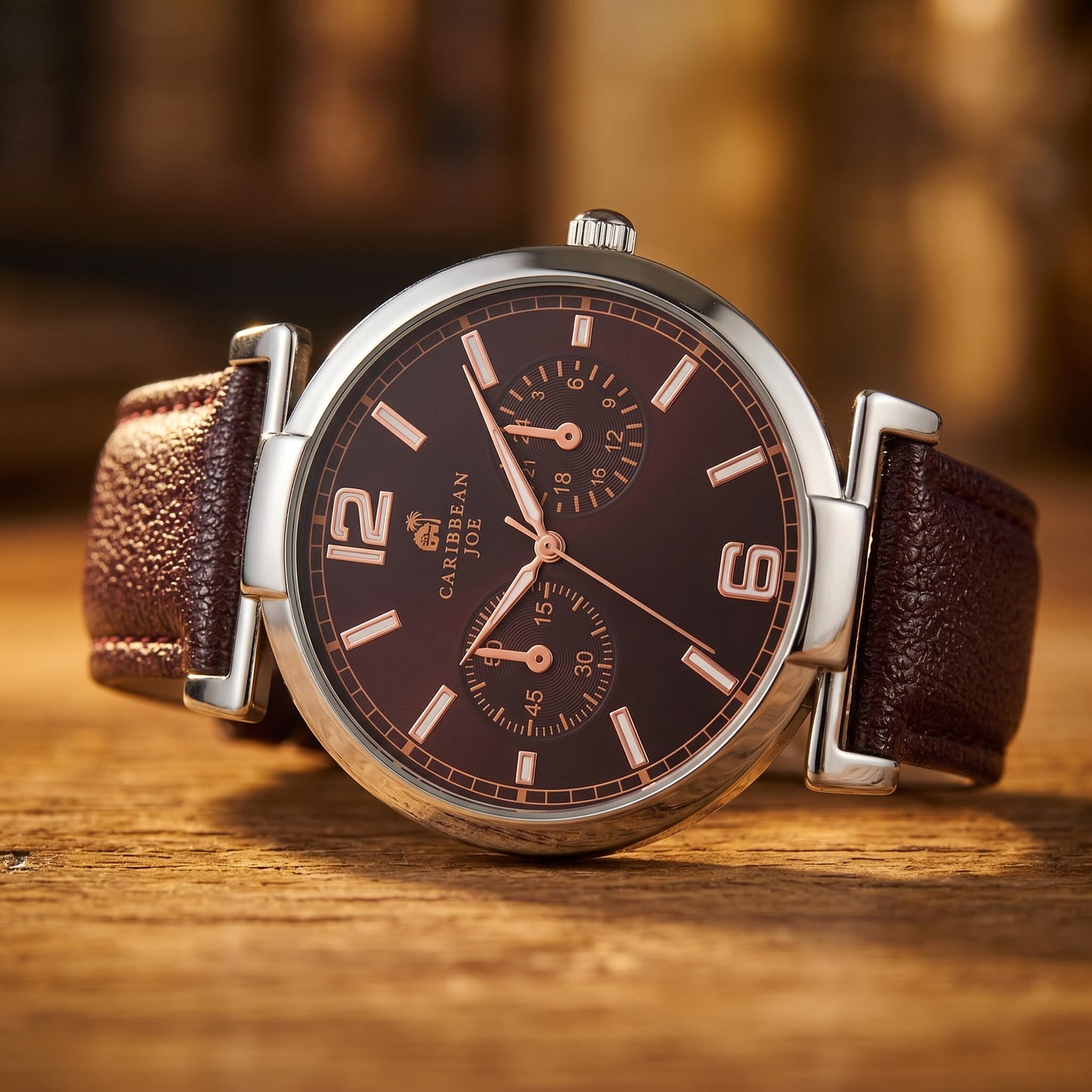 CARIBBEAN JOE Men's 42mm Quartz Watch PU Strap Professional Analog