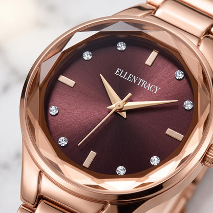 Ellen Tracy Women's 34mm Quartz Bracelet Watch Metal Link Band