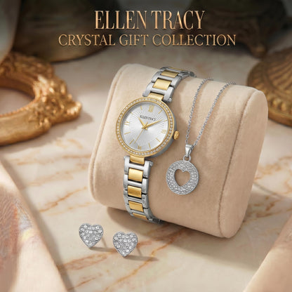 ELLEN TRACY Women's Analog Watch – Polished Round Case, Metal Bracelet, Foldover Clasp, Battery Powered Quartz, Designed for Women Who Dress with Intention