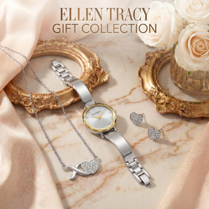 ELLEN TRACY Women's Analog Watch – Metal Bracelet, Round Case, Foldover Clasp, Battery Powered Quartz, A Versatile Everyday Accessory for Style-Conscious Women