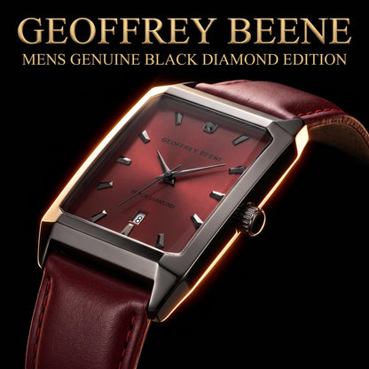 Geoffrey Beene Men's 34mm Slim Rectangular Quartz Watch PU Strap