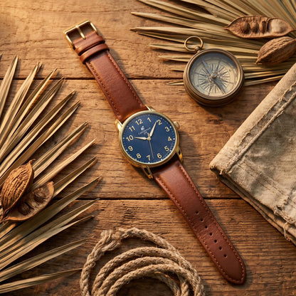 CARIBBEAN JOE Men's 41mm Quartz Watch PU Strap Office-to-Weekend
