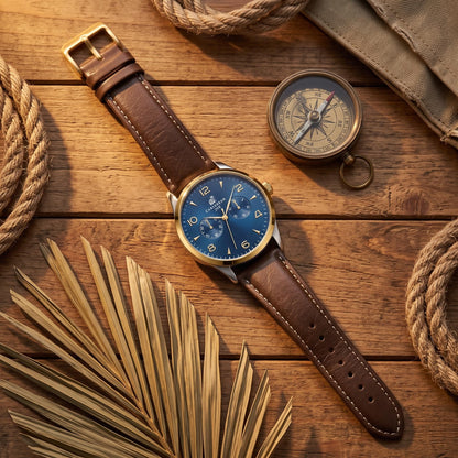 CARIBBEAN JOE Men's 41mm Quartz Watch PU Strap Everyday Analog