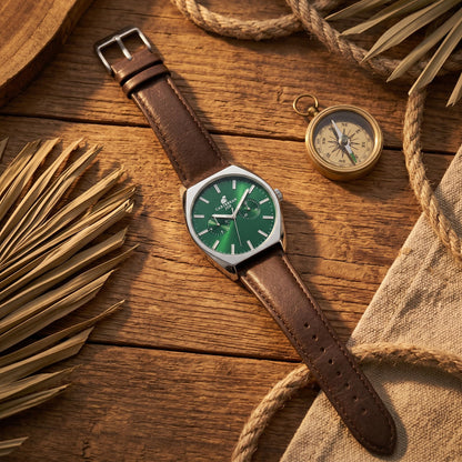 CARIBBEAN JOE Men's 41mm Quartz Analog Wristwatch PU Strap