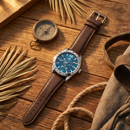 CARIBBEAN JOE Men's 42mm Analog Quartz Watch PU Strap