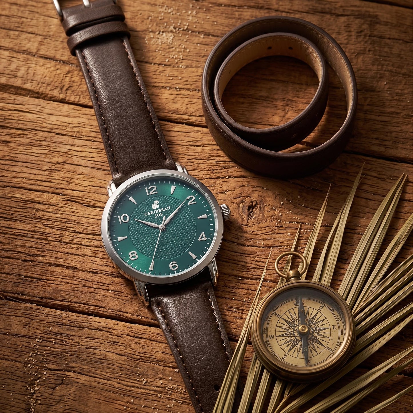 CARIBBEAN JOE Men's 41mm Dress Quartz Analog Watch PU Strap