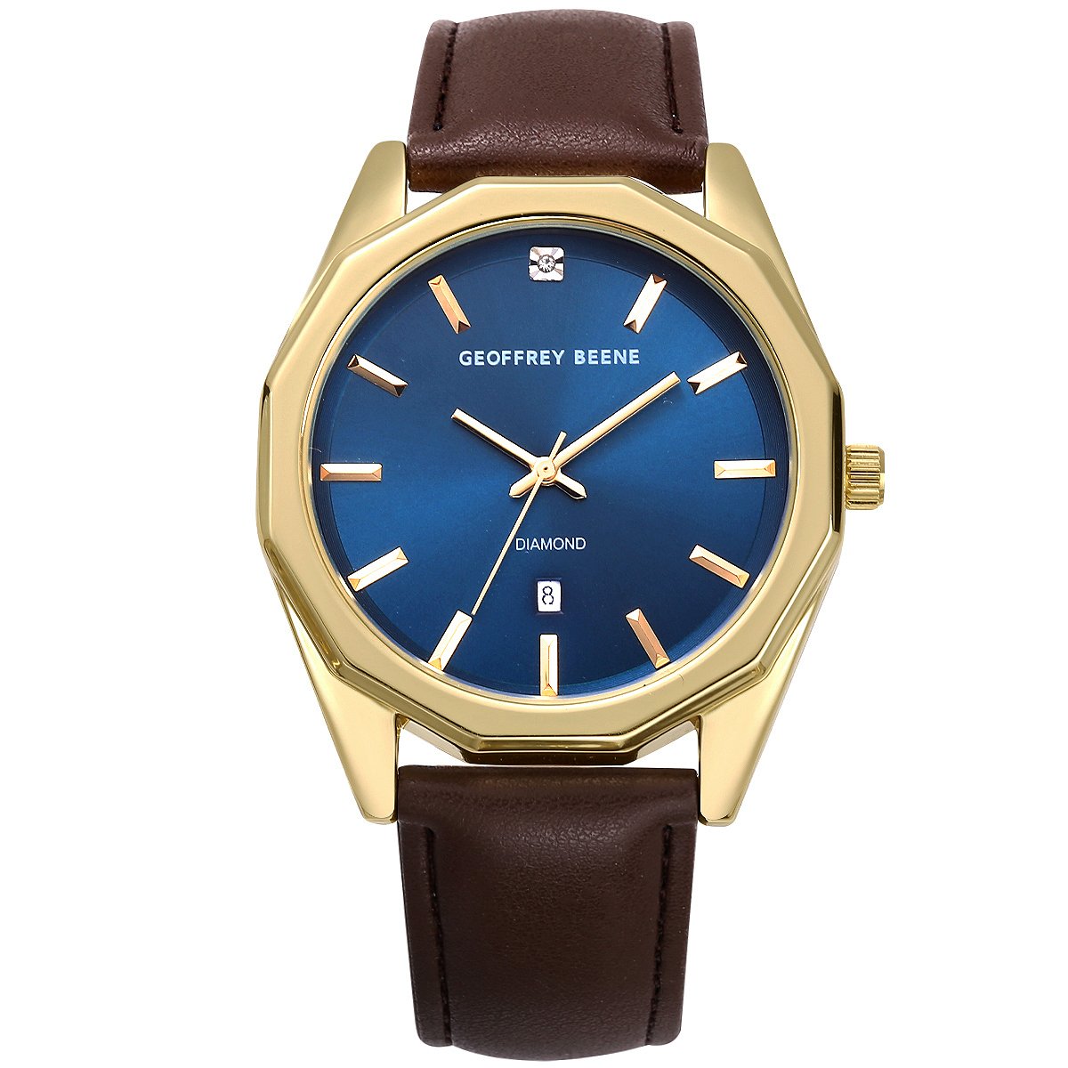 Geoffrey Beene Men's Minimalist Vegan Leather | Round | 43 MM