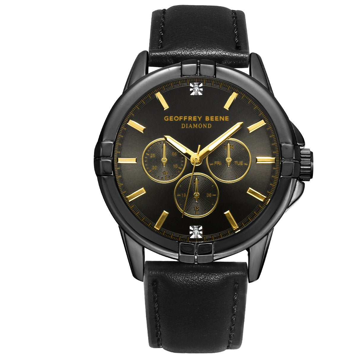 Gene Rene Watch Geoffrey Beene Men's Chronograph Vegan Leather | Round | Date Display ...
