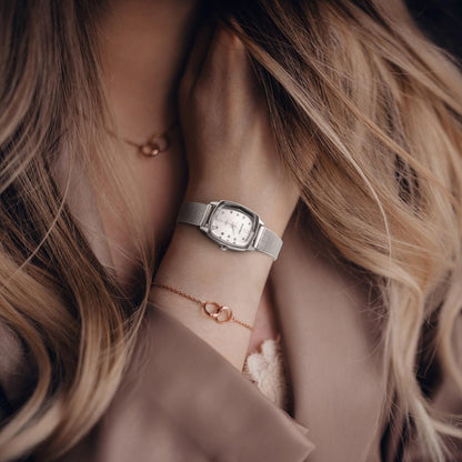 Ellen Tracy Womens Mesh Bracelet Watch | Cushion Sunray Dial With Crystals | 23 MM