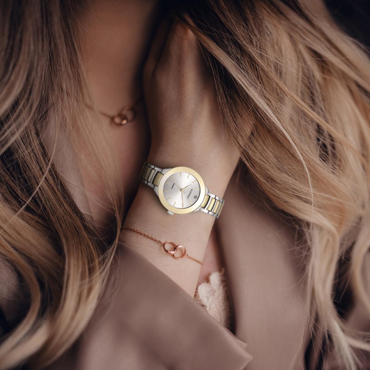 Ellen Tracy Diamond Collection Womens Metal Bracelet Watch | Round Sunray Dial | 32 MM