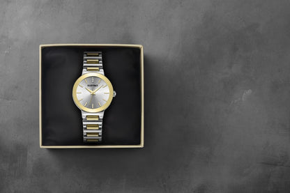 Ellen Tracy Diamond Collection Womens Metal Bracelet Watch | Round Sunray Dial With Crystals | 28 MM