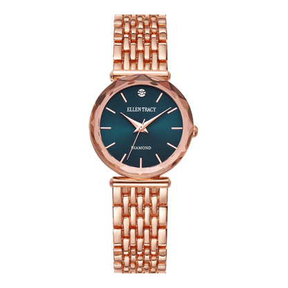 Ellen Tracy Diamond Collection Womens Metal Bracelet Watch | Round Dial | 30 MM