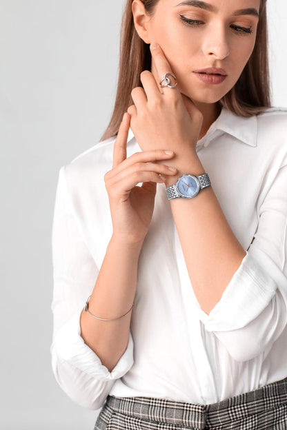 Ellen Tracy Diamond Collection Womens Metal Bracelet Watch | Round Dial | 30 MM
