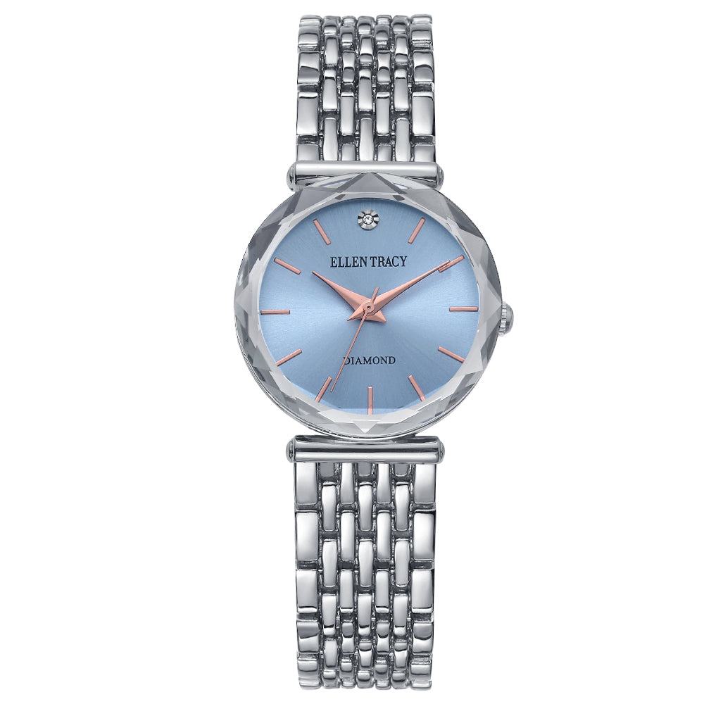 Ellen Tracy Diamond Collection Womens Metal Bracelet Watch | Round Dial | 30 MM
