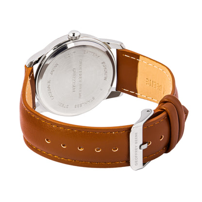 Geoffrey Beene Men's Minimalist Vegan Leather  | Round | Date Display | 41 MM