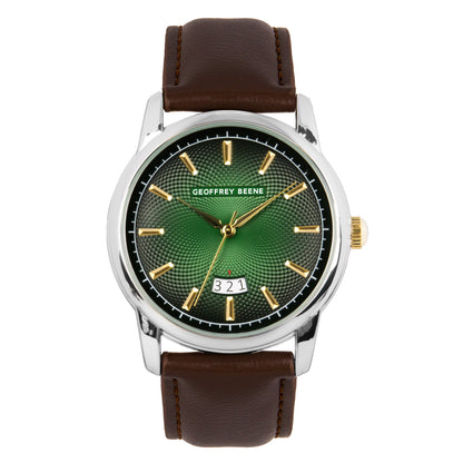 Geoffrey Beene Men's Minimalist Vegan Leather  | Round | Date Display | 41 MM
