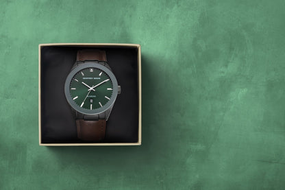 Geoffrey Beene Men's Minimalist Vegan Leather | Round | Date Display | 42 MM