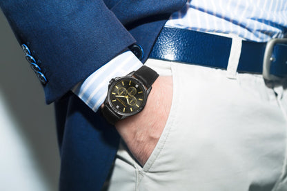 Geoffrey Beene Men's Chronograph Vegan Leather | Round | Date Display | 43 MM