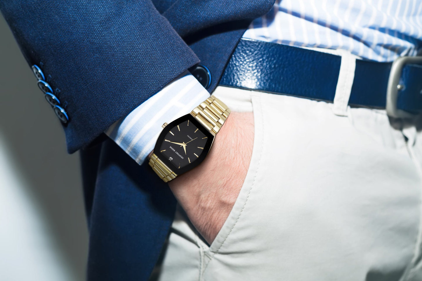 Geoffrey Beene Men's Stainless Steel | Hexagon | 39.5 MM