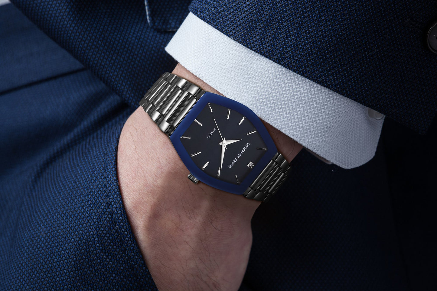 Geoffrey Beene Men's Stainless Steel | Hexagon | 39.5 MM