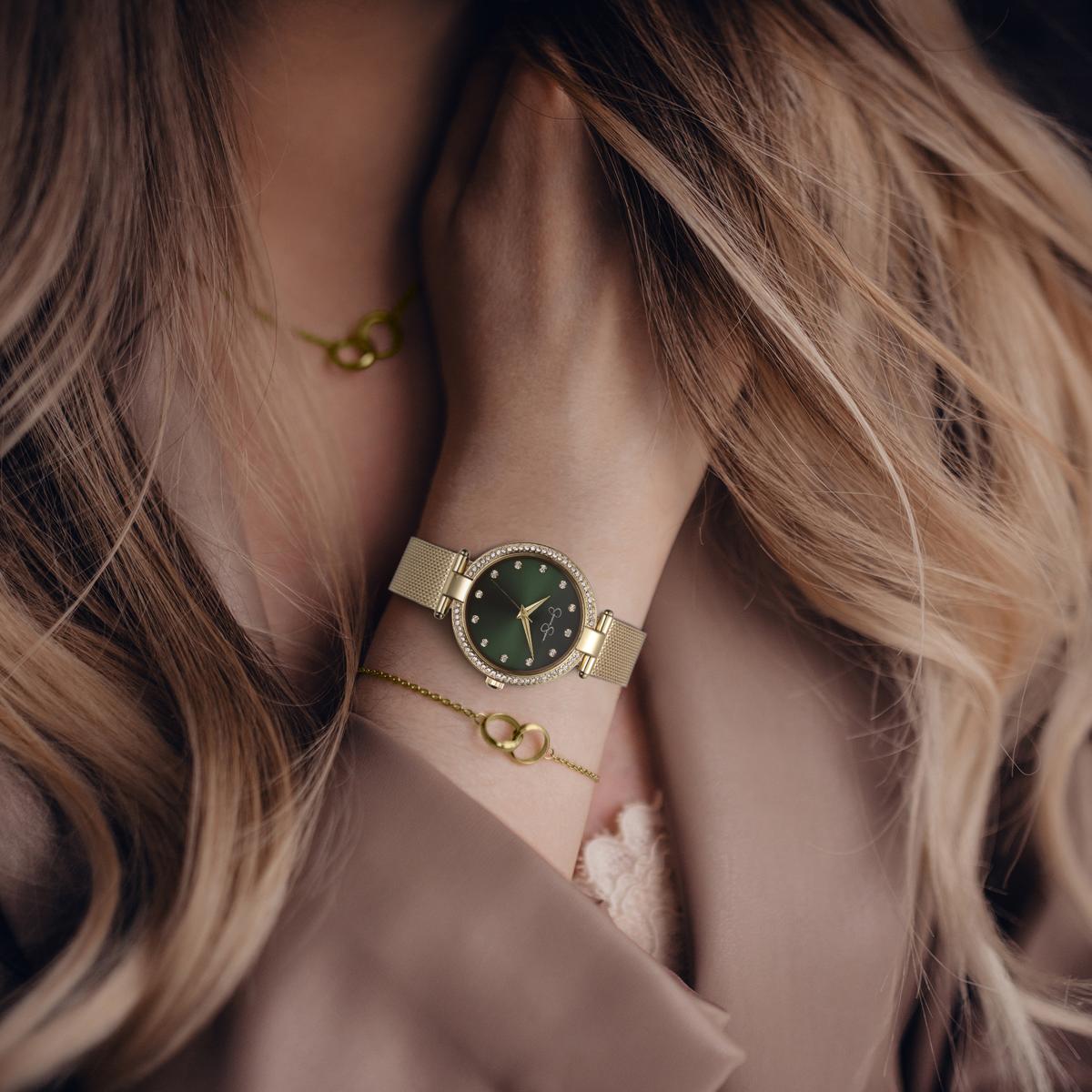 Jessica Simpson Women's Metal Band Watch | Round Crystal Dial | 37 MM