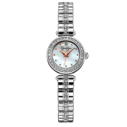 Jessica Simpson Women's Metal Band Watch | Round Crystal Dial | 21 MM