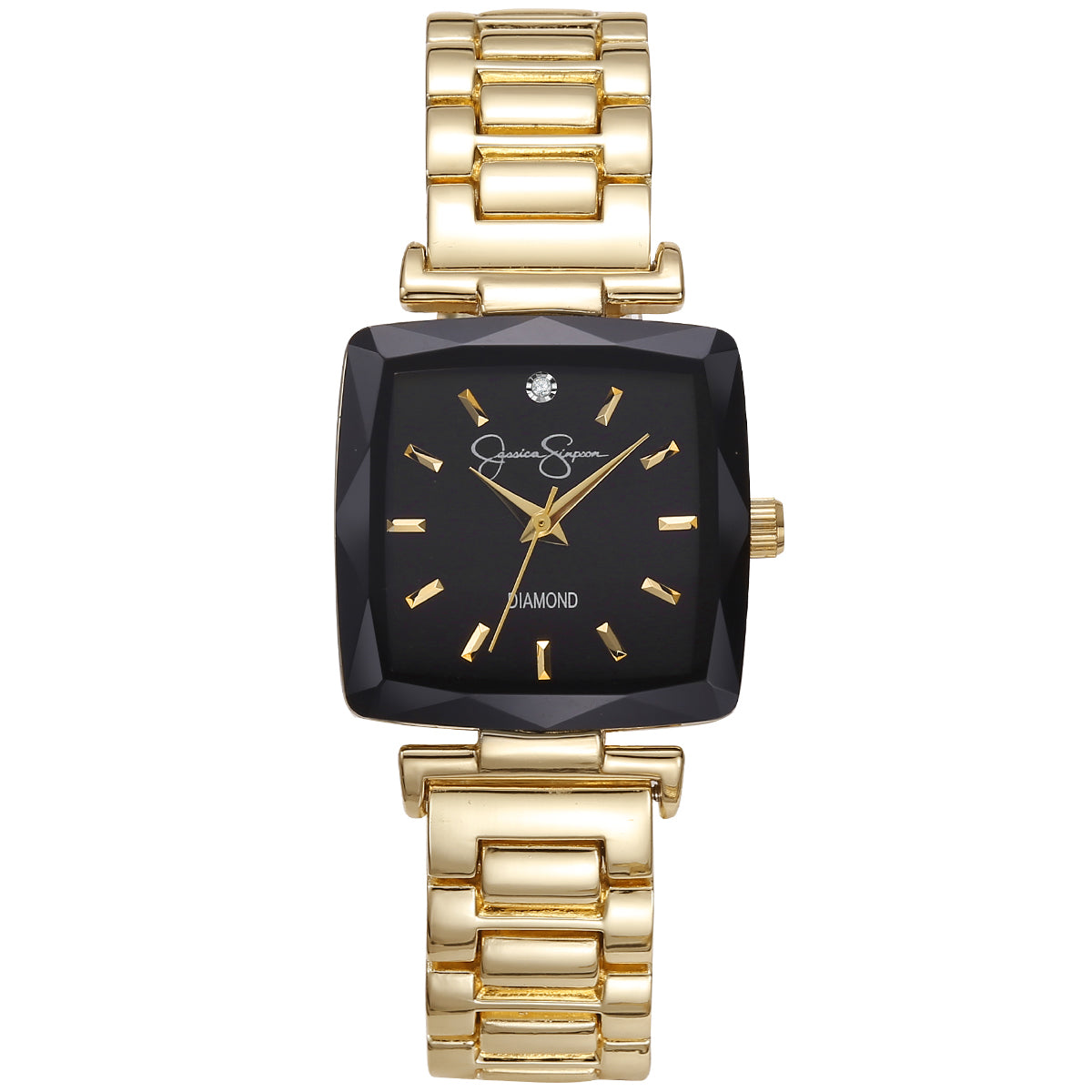Jessica Simpson Women's Metal Band Watch | Square Crystal Dial | 27MM