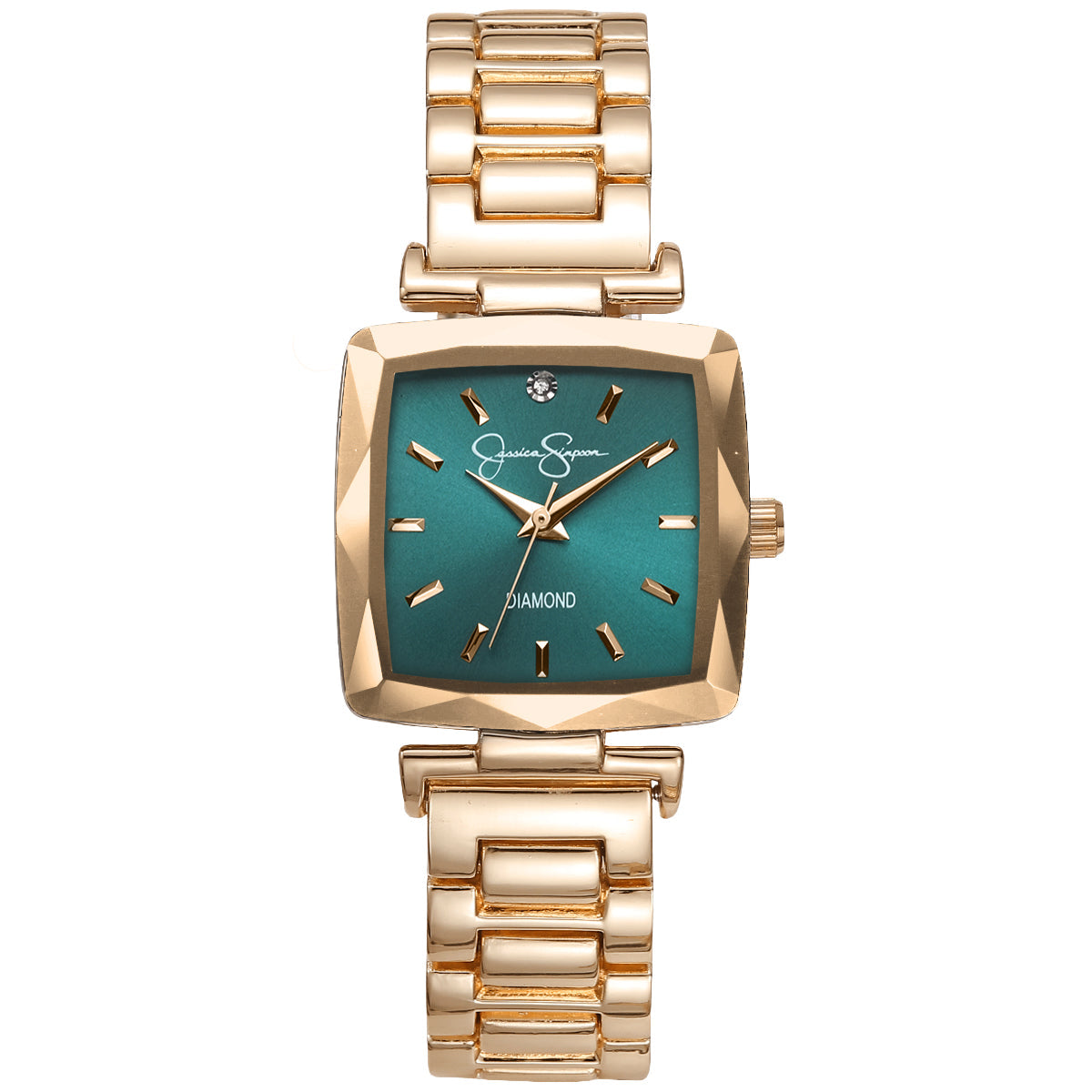 Jessica Simpson Women's Metal Band Watch | Square Crystal Dial | 27MM
