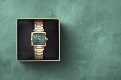 Jessica Simpson Women's Metal Band Watch | Square Crystal Dial | 27MM