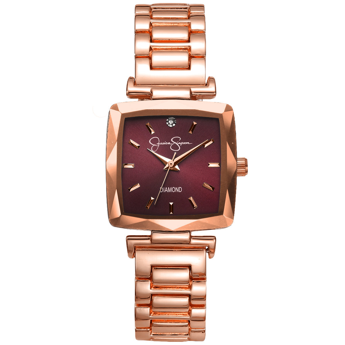 Jessica Simpson Women's Metal Band Watch | Square Crystal Dial | 27MM