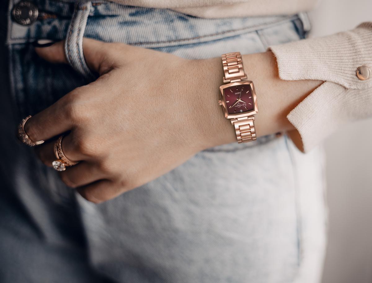 Jessica Simpson Women's Metal Band Watch | Square Crystal Dial | 27MM