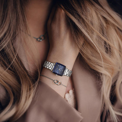 Jessica Simpson Women's Metal Band Watch | Square Crystal Dial | 27MM