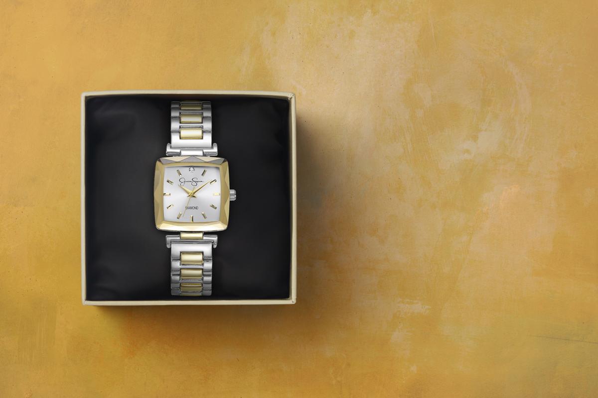 Jessica Simpson Women's Metal Band Watch | Square Crystal Dial | 27MM