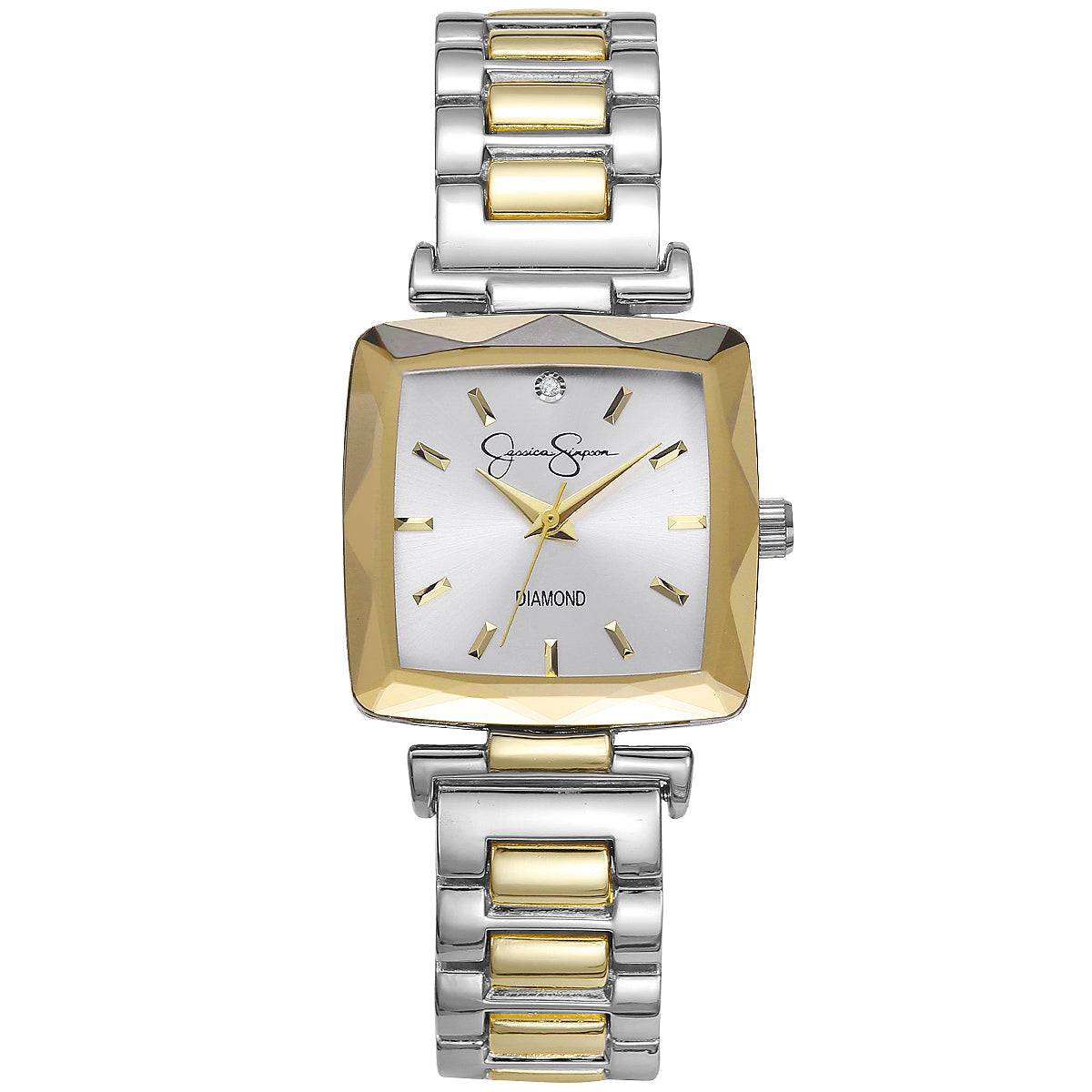 Jessica Simpson Women's Metal Band Watch | Square Crystal Dial | 27MM
