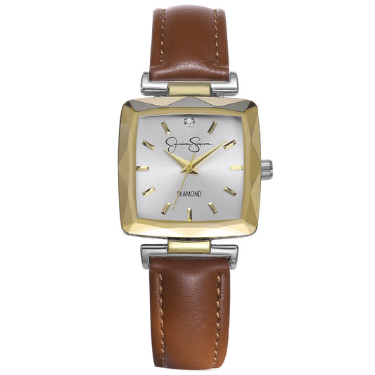 Jessica Simpson Women's Metal Band Watch | Square Crystal Dial | 27 MM