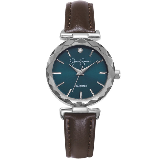 Jessica Simpson Women's Metal Band Watch | Round Crystal Dial | 27 MM