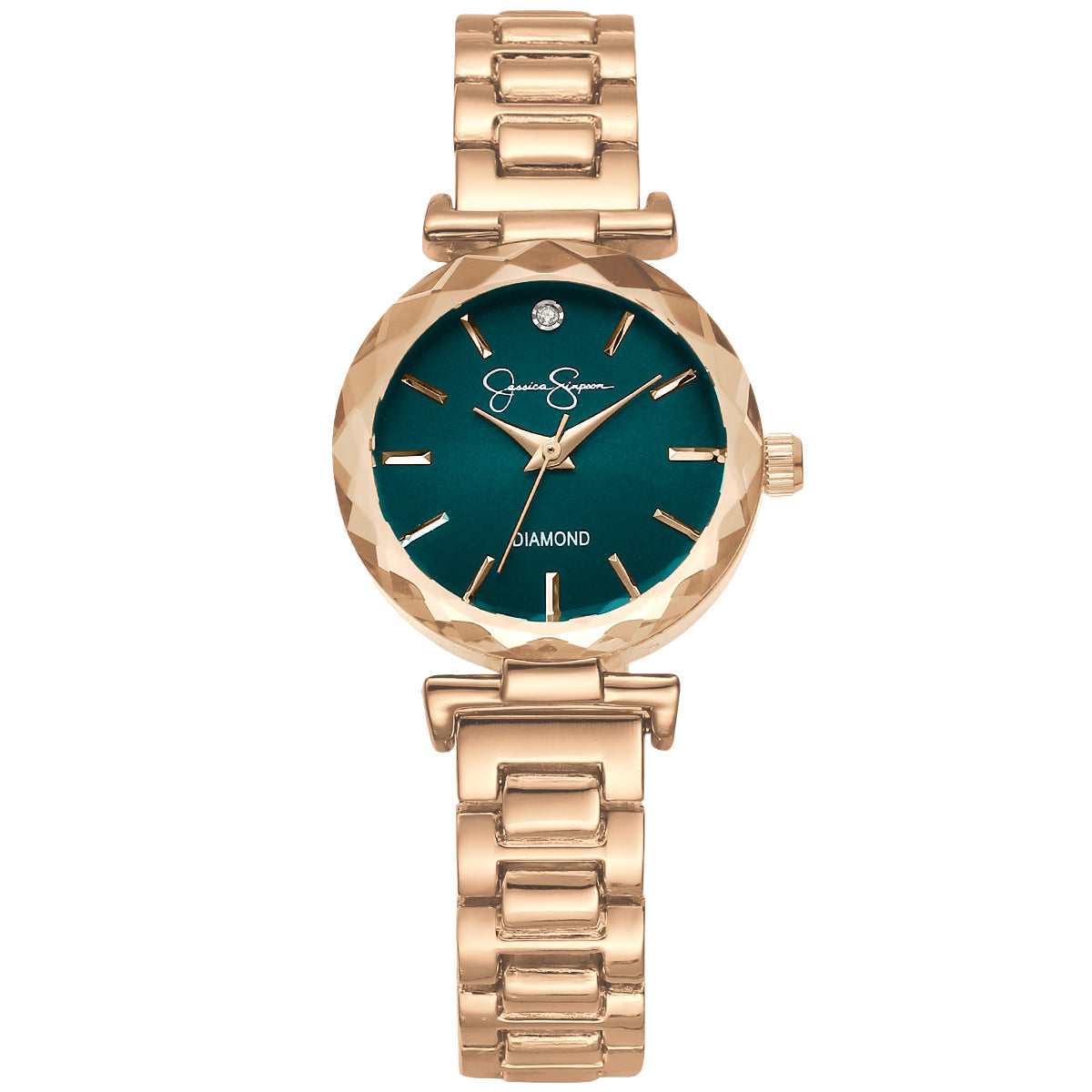 Jessica Simpson Women's Metal Band Watch | Round Crystal Dial | 27 MM