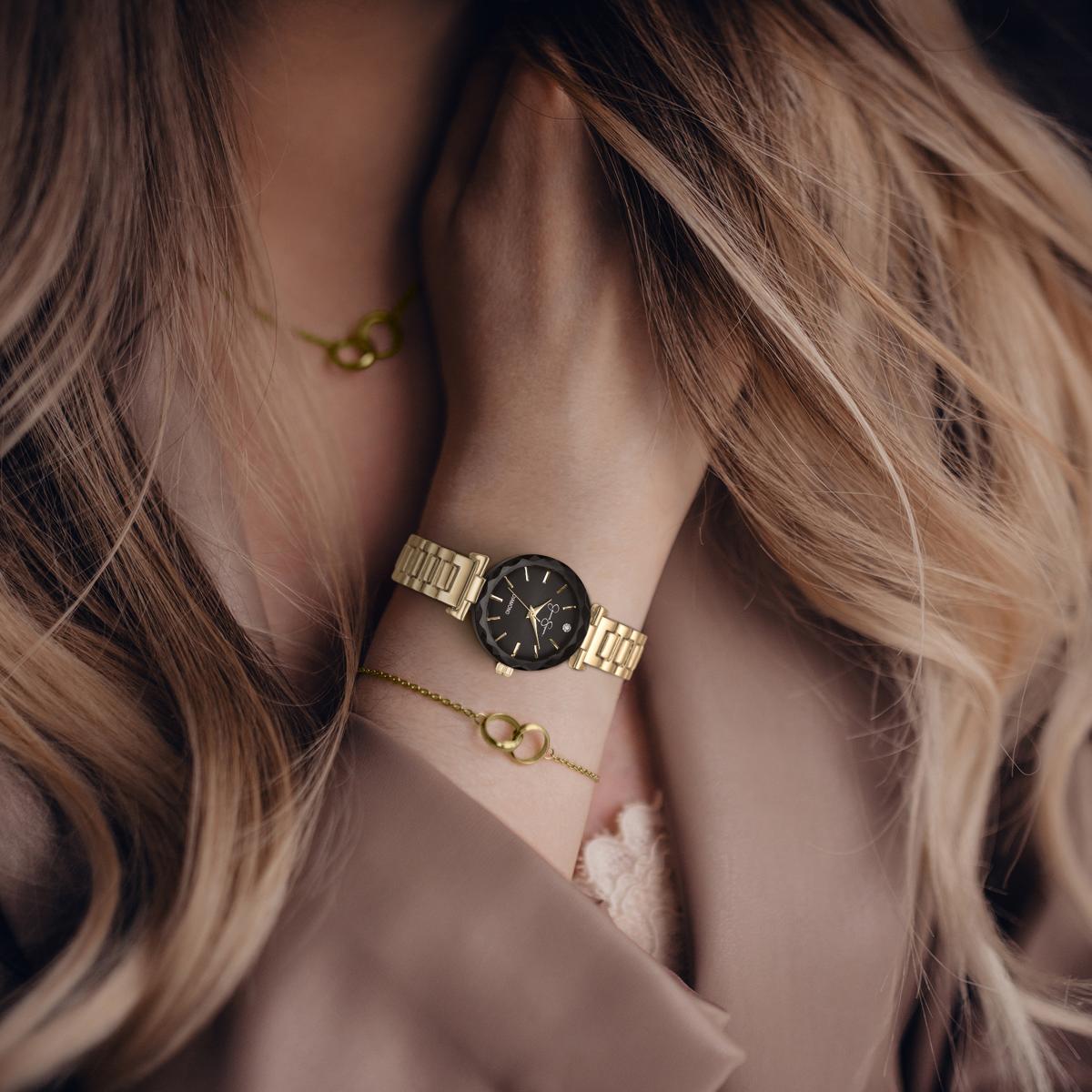 Jessica Simpson Women's Metal Band Watch | Round Crystal Dial | 27 MM