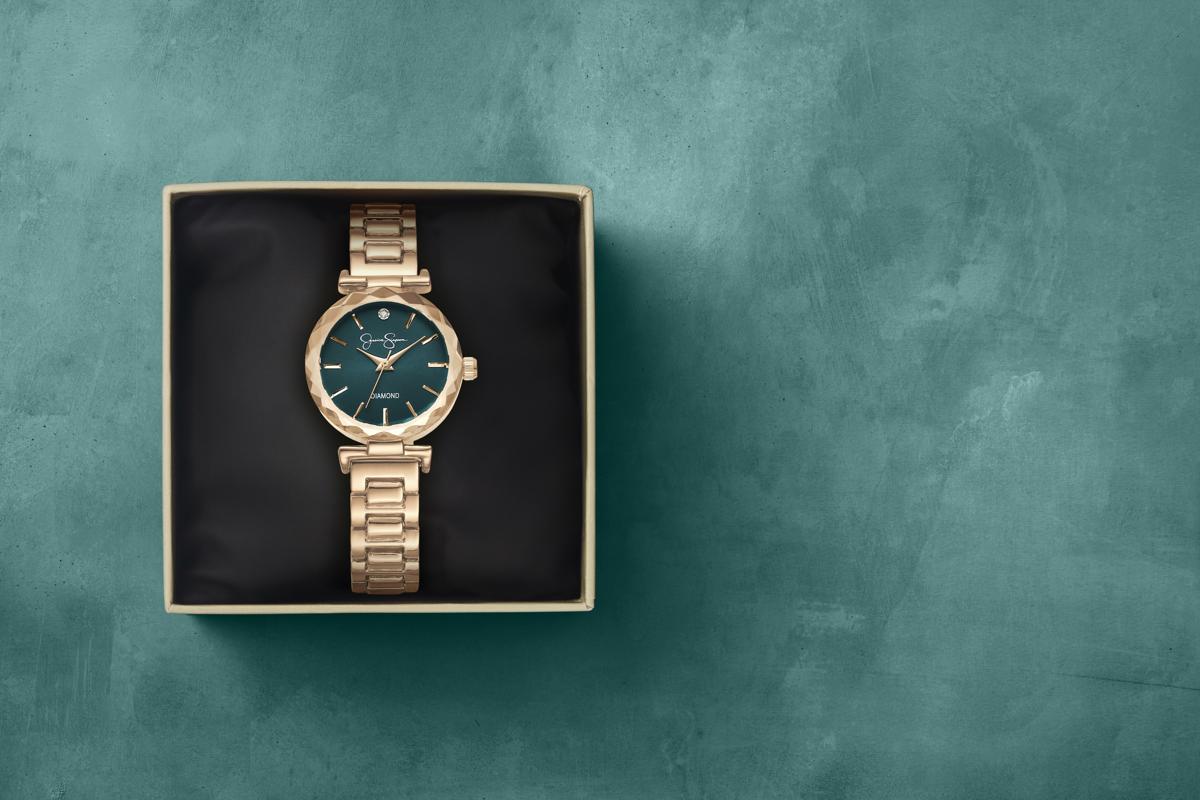 Jessica Simpson Women's Metal Band Watch | Round Crystal Dial | 27 MM
